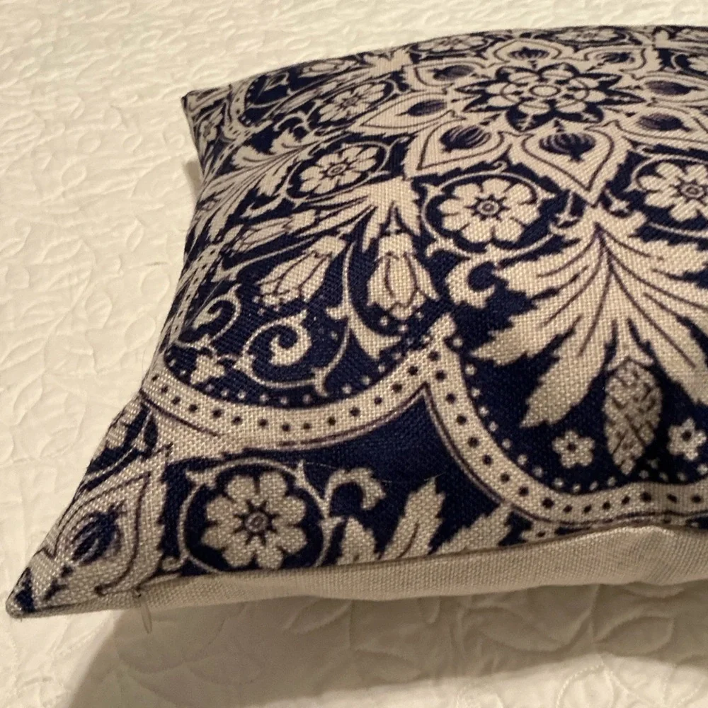 Purple and Cream Decorative Pillow with zipper and inserted pillow
